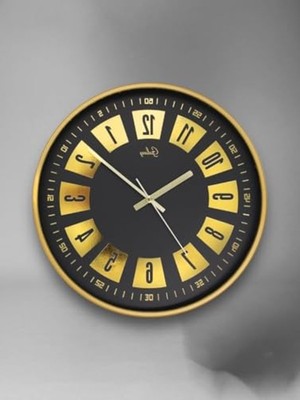 Die Grup Sessiz Akar Duvar Saati, 30 cm Gold Kadran Ile Modern Dekorasyon