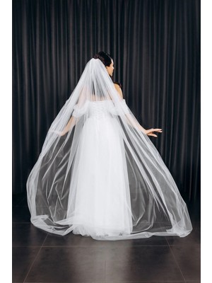 Geniş Uzun Sade Duvak Özel Üretim - Gelin Gelinlik Için, Nikah, Duvağı,tül, Kırık Beyaz