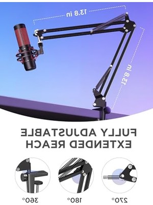 Die Grup Yükseltilmiş Mikrofon Standı, 3/8 Inç ile 5/8 Inç Vida Adaptörlü