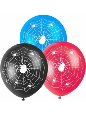 Die Grup Latex Balon Seti - 10 Adet Örümcek Ağı Baskılı