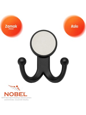 Nobel Mi̇sket Askı, Metal Vestiyer Askısı, 51 Gr, Dolap ve Duvar Askılığı, Matsi̇yah (Vidalı)