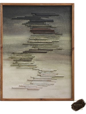 Mevida Curated Art Ahşap Ufuk Çizgileri | Modern Dekoratif Duvar Tablosu 62X82 cm