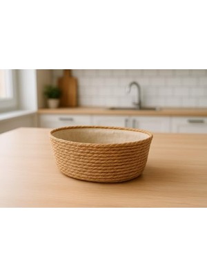 Die Grup El Yapımı Doğal Hasır Ekmek Sepeti - 22X16X8 cm