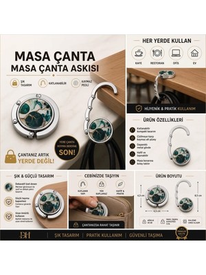 Segy Home Renkli Desenli Katlanabilir Mıknatıslı Cep Kancası  El Çantaları için Tutucu Masa El Çantası Askısı