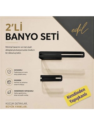 Metal Havlu Askısı & Tuvalet Kağıtlık,2 Ürün Birlikte Banyo,tuvalet Takımı,yapışkanlı,montaj Gerektirmez