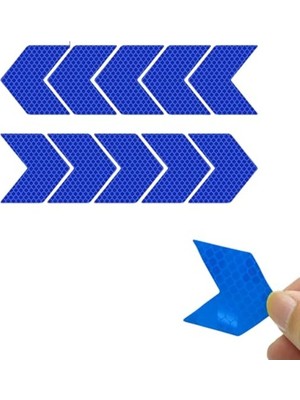 Die Grup 10 Adet Chevron Şekilli Yansıtıcı Sticker Seti, Tüm Araçlar Için (Mavi)