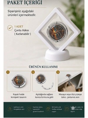 Segy Home Renkli Desenli Katlanabilir Mıknatıslı Cep Kancası  El Çantaları için Tutucu Masa El Çantası Askısı