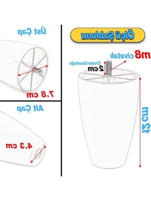 Die Grup 4 Adet Oval Plastik Ayak - 12 cm Beyaz Mobilya Ayağı