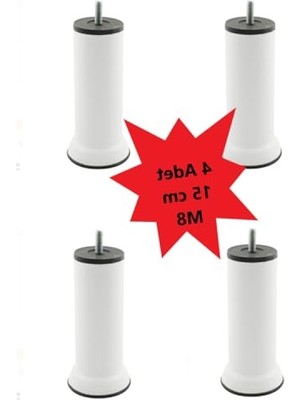 Die Grup Ince Diş M8 Beyaz Yükseltme Ayağı, 15 Cm, 4 Adet