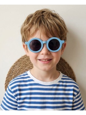 Cg Kids Mavi Oval Çerceveli Unisex Güneş Gözlüğü / Gözlük Kutusu Dahil