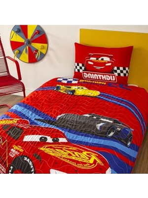 Die Grup Tek Kişilik Pamuk Nevresim Takımı - Disney Cars Temalı Kırmızı