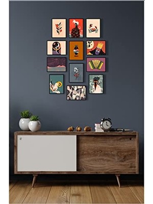 Die Grup Çerçevesiz Tablo Seti, 12 Parça Mdf Baskı ile Modern Dekorasyon