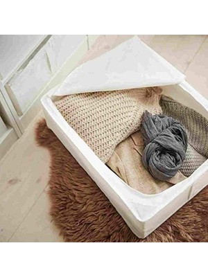Die Grup 43 x 53 x 19 cm Fermuarlı Beyaz Saklama Çantası, Yatak Altı ve Dolap Için
