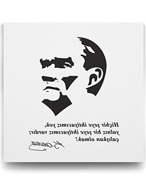 Die Grup 40X40 cm Atatürk Sözleri Kanvas Tablo - %100 Pamuk