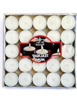 Die Grup 50 Adet Beyaz Tealight Mum, 4 Saat Yanma Süresi ile Uzun Kullanım