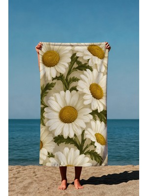 Luvis Store Daisy Dream Papatya Desenli Baskılı Plaj Havlusu