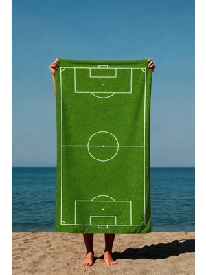 Luvis Store Match Day Futbol Sahası Desenli Baskılı Plaj Havlusu