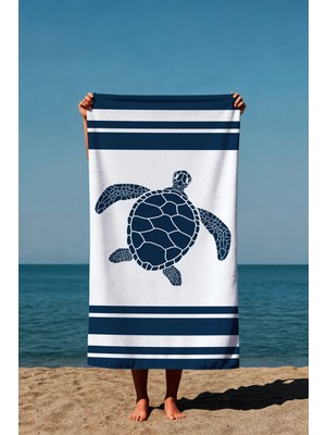 Luvis Store Caretta Marine Deniz Kaplumbağası Desenli Baskılı Plaj Havlusu