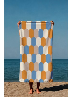 Luvis Store Retro Arches Geometrik Desenli Baskılı Plaj Havlusu