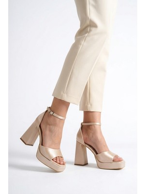 Walkenzo 5332 Kadın Küt Burun 10 cm Kalın Topuk Platform Ayakkabı