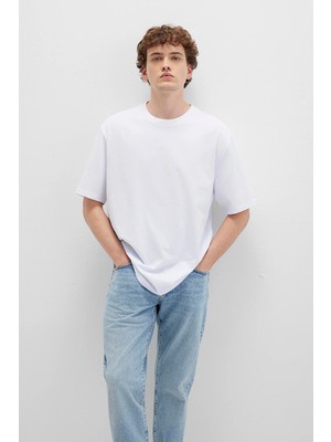 Mavi Erkek Kısa Kollu %100 Pamuk T-Shirt M0611924 Beyaz