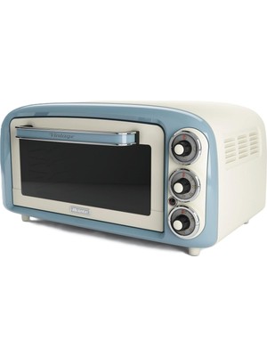Ariete Vintage Fırın Mavi 0979/05 - Pizza Fırını, 1380 Watt, 18 Litre Kapasite, 3 Pişirme Fonksiyonu, Paslanmaz Çelik Hazne, 60 Dakika Zamanlayıcı, Çift Cam, 230°C Ye Kadar Sıcaklık, Kolay Temizleme