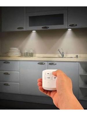 Mobee Uzaktan Kumandalı Yapışkanlı 3'lü LED Spot Lamba