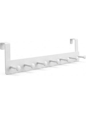 Metal Kapı Arkası Askılık – 7 Kancalı, Amerikan Tipi Kapılar Için Organizer Askı, Oda Kapıları ve Banyo Için Pratik Askılık, Delmeden Montajlı Kapı Arkası Askı (Beyaz)