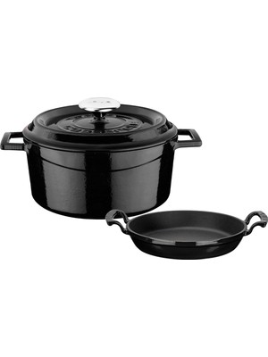 Lava Yuvarlak Döküm 24CM Trendy Serisi Tencere &amp; Döküm 20CM Sahan Set - Şef Standartlarında Premium Set