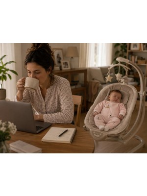 Becalm Online Müslin %100 Organik Pamuk - Uniseks Bebek Mevsimlik Uyku Tulumu Fermuarlı - Kuzu Nakışlı - Pudra