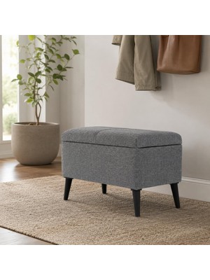 Co Art Home Sandıklı Keten Kumaş Puf / 60 x 45 x 40 /