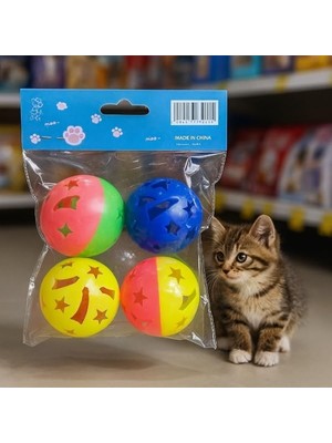 4'lü Çıngıraklı Top Kedi Oyuncağı