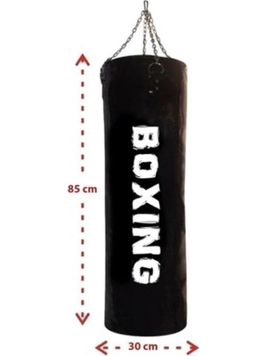 Zincirli Suni Deri 80 cm x 30 cm Hazır Dolu Boks Kum Torbası