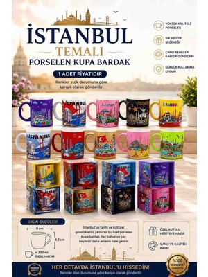 Wolawood İstanbul Temalı Porselen Kupa Bardak – Premium Kahve ve Çay Kupası, Dekoratif Hediyelik İstanbul Baskılı Seramik Kupa (1 Adet)