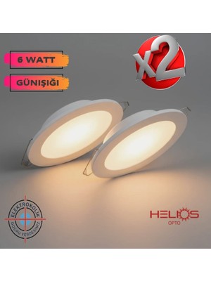 Helios Opto 2 Adet 6W Günışığı LED Spot (Beyaz Plastik Kasa)