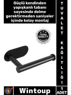 Wintoup #tuvaletkağıtlığı Banyo Modern Şık Rulo Tutucu Mat Siyah Kendinden Yapışkanlı Tuvalelet Kağıtlığı