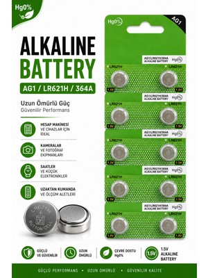 Kenko Ag1 (LR621H / 364A) Ag 1 Düğme Pil 10 Adet