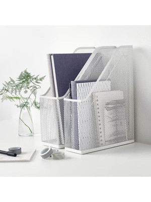 Ikea Drönjöns Metal Masaüstü Dosyalık Organizer, 2'li Set, Beyaz