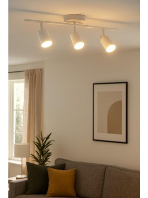 Spoti Modern Tasarım Salon - Mutfak - Banyo Spot Ledli Sıralı Avize (Beyaz, 60 Cm, 3000, Kelvin)