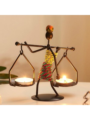Sume Kadın Figürlü Metal Ferforje Tealight Mumluk Ev Dekoru Süs