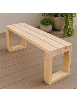 Binbir Ahşap Masif Bank Tabure, 70X30 cm Mini Oturma BANKI,%100 Doğal Çam, Demonte Kolay Kurulum