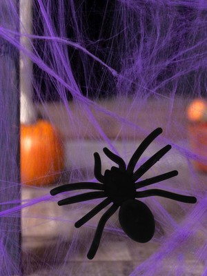 Cadılar Bayramı Flok Kaplama Örümcek Halloween Parti Dekoru Siyah 20 cm