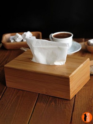 Empressco Şık 17 cm Bambu Masaüstü Peçete Kutusu, Doğal ve Kullanışlı Tasarım