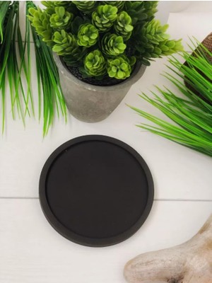 Minimalist ve Şık Beton Siyah Yuvarlak Tepsi – 26 cm