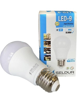 E 27 LED Ampul 6500K Beyaz Işık, 9W