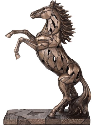 Veronese Design 11 1/4 Yetiştirme At Aydınlatma Reçine Heykel Soğuk Döküm Bronz Kaplama