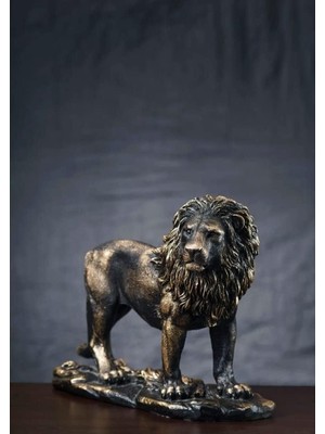 Arose Arose Aslan Biblo Heykel Dekor Siyah Altın Eskitme 33 Model-23