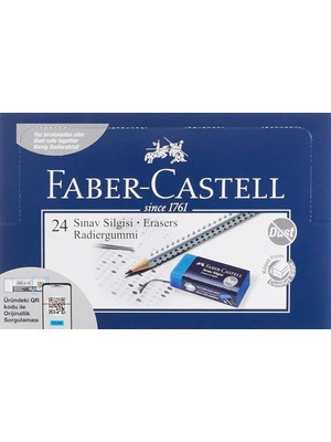 Faber-Castell Sınav Silgisi, 24'lü, Mavi Renk, Kurşun Kalem Izlerini Kolayca Silen, Doğa Dostu
