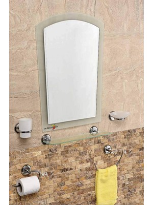 Çift Camlı 6 Parça Dev Büyük Banyo Wc Kafe Cafe Tuvalet Ayna Seti