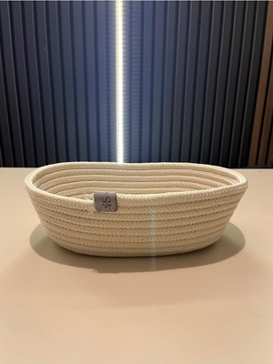 Ahs Tasarım Doğal Jüt Hasır Organizer Sepet Minimalist ve Şık Depolama Çözümü Beyaz 10 x 1